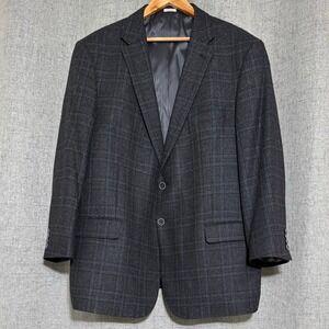 Joseph Abboud Men Blazer 50R Charcoal Plaid Tollegno 1900 Italy Wool Sport Coat